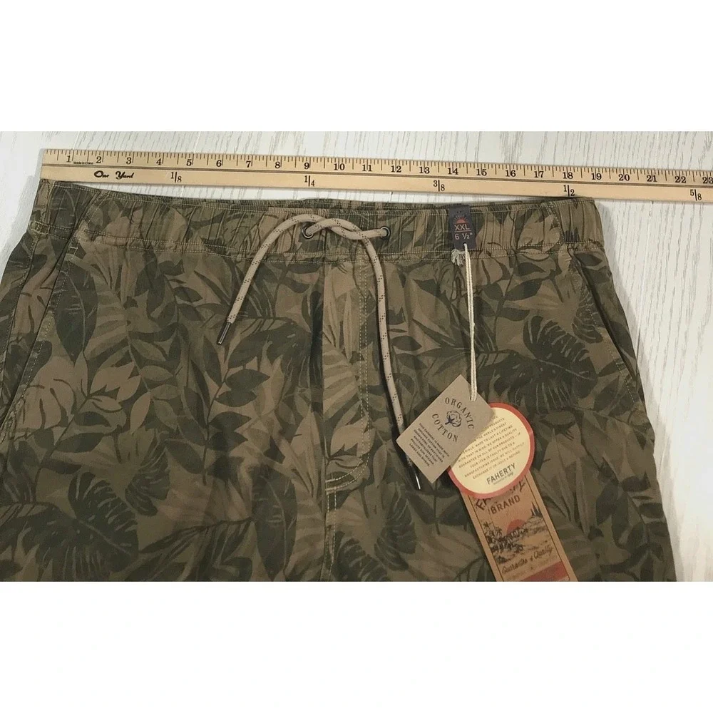 Faherty Organic Cotton Shorts Men XXL Floral Garment Dyed Elastic Drawstring New